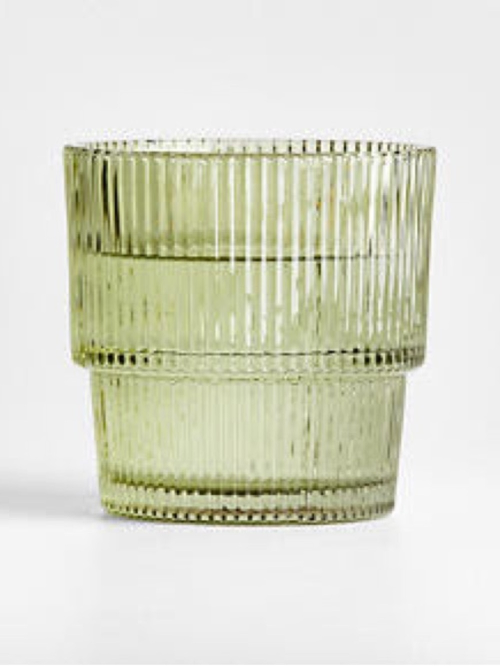 Crate&Barrel Atwell 11 oz short stackable ribbed old-fashioned glass set of 2